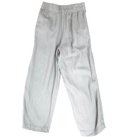 Madewell Textured Linen Blend Pants Greige Elastic Waist Wide Leg Fits S - Picture 3 of 9